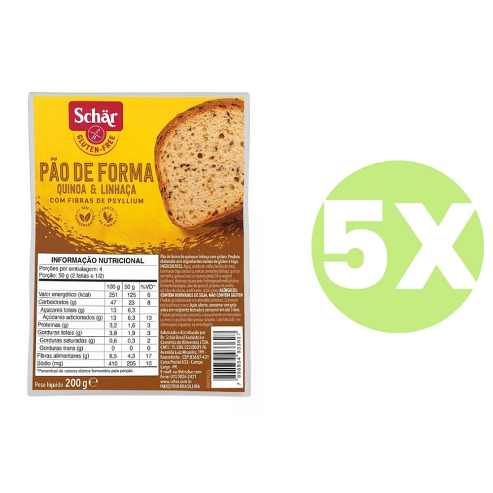 Pão de Forma Quinoa e Linhaça Sem Glúten Schar 200g