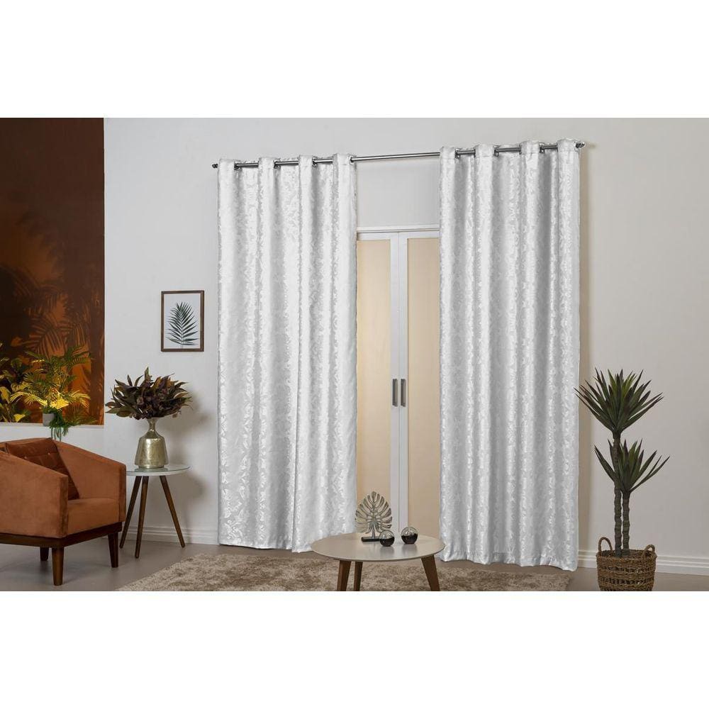 Cortina Jacquard Semiblackout 4M Branca Desenhada