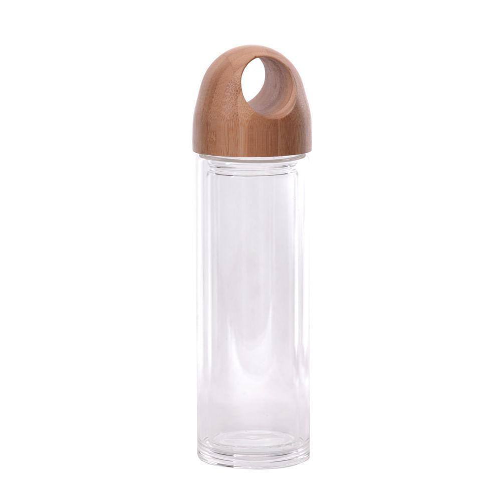 Garrafa Vidro Duplo Tampa Em Bambu Eco Friendly 400 Ml 7 X