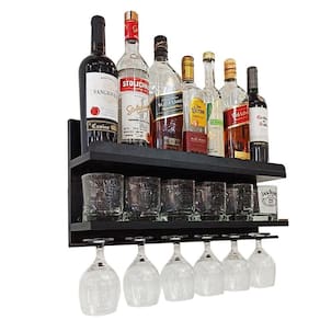 Barzinho De Parede - 54X26 Com Porta Taças - Preto