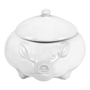 Sopeira Porco Em Porcelana - 3 Litros - Branca - Feijoada