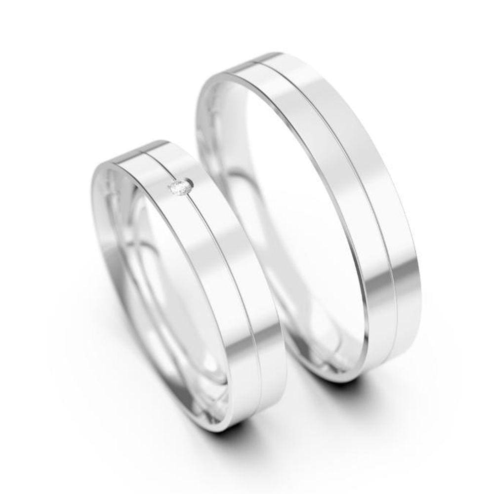 Aliança Namoro 4Mm Prata 950 Reta Polida Friso Central E