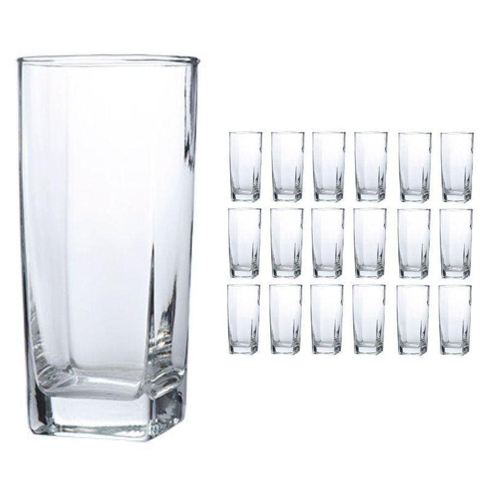 Copo Vidro 320Ml Suco, Água Bali Kit Com 18 Transparente