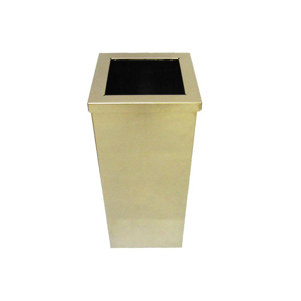 Lixeira Quadrada Dourada Em Aço Inox Com Aro 30L - By Fineza