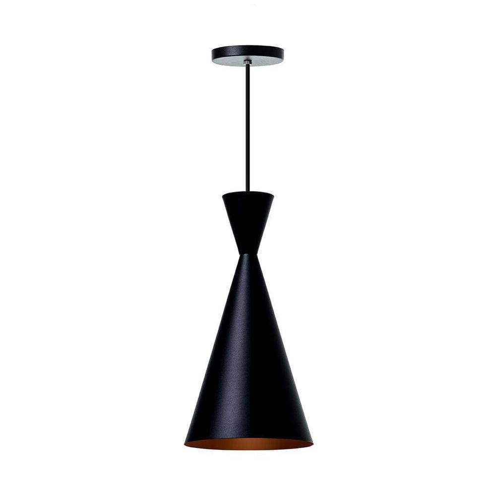 Lustre Pendente Canadá Alumínio Preto Com Cobre