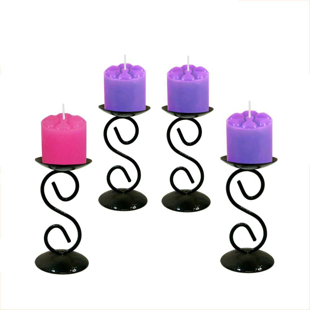 4 Castiçal 1 S Coroa Advento Candelabro Porta Velas Mesa