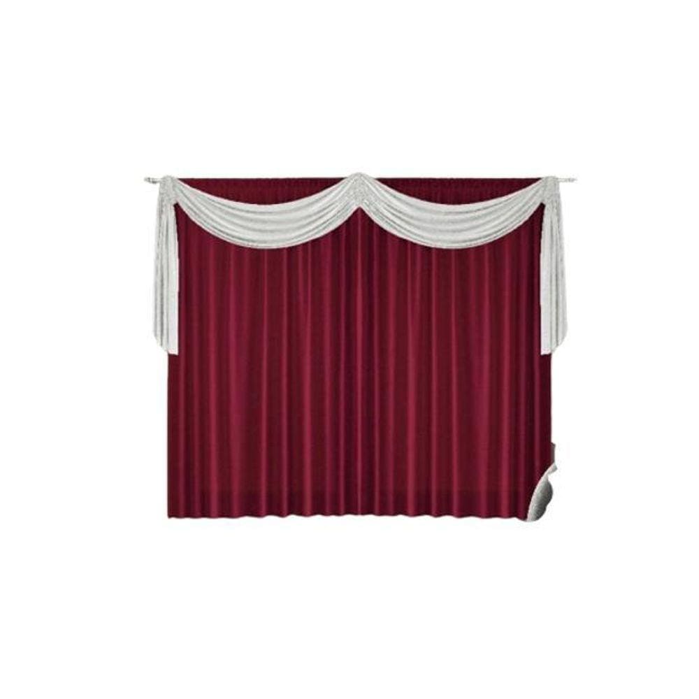 Cortina Quarto E Sala 2,00 X 1,80 Vinho Lais Com Bando