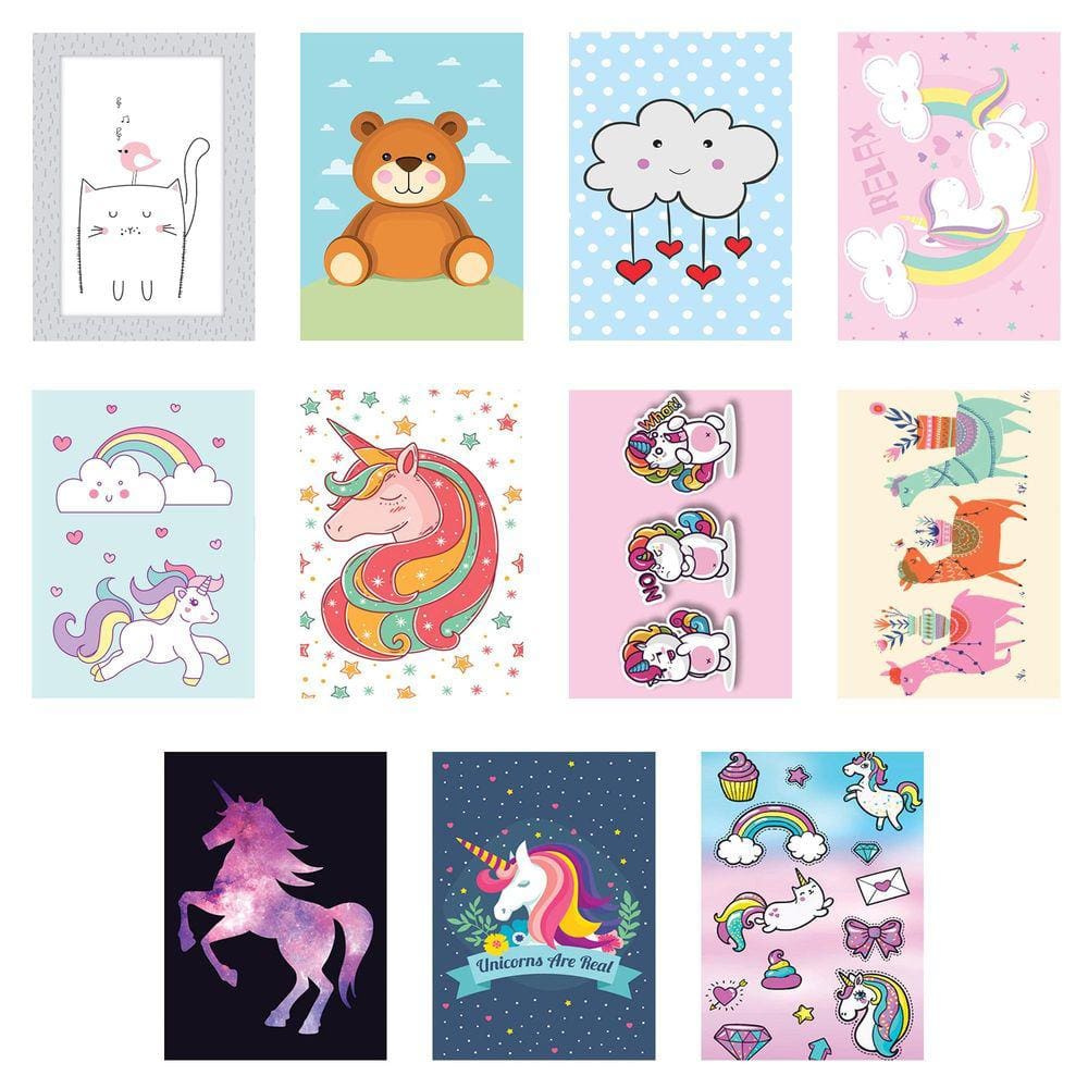 Jogo 11 Placas Decorativas Infantil Em Mdf 2,5Mm 19X28,5Cm