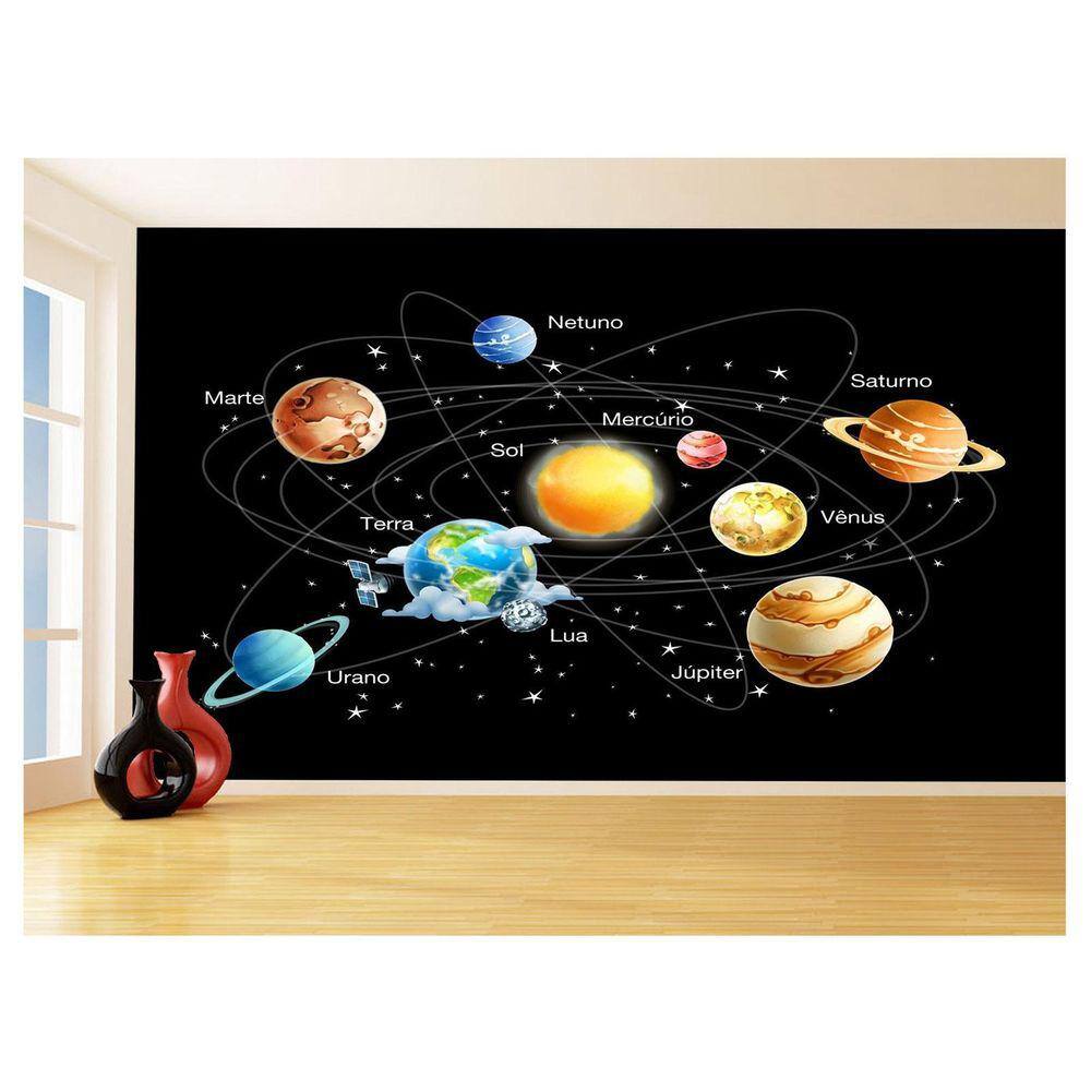 Papel De Parede 3D Espaço Estrelas Planetas 3,5M Nsp187