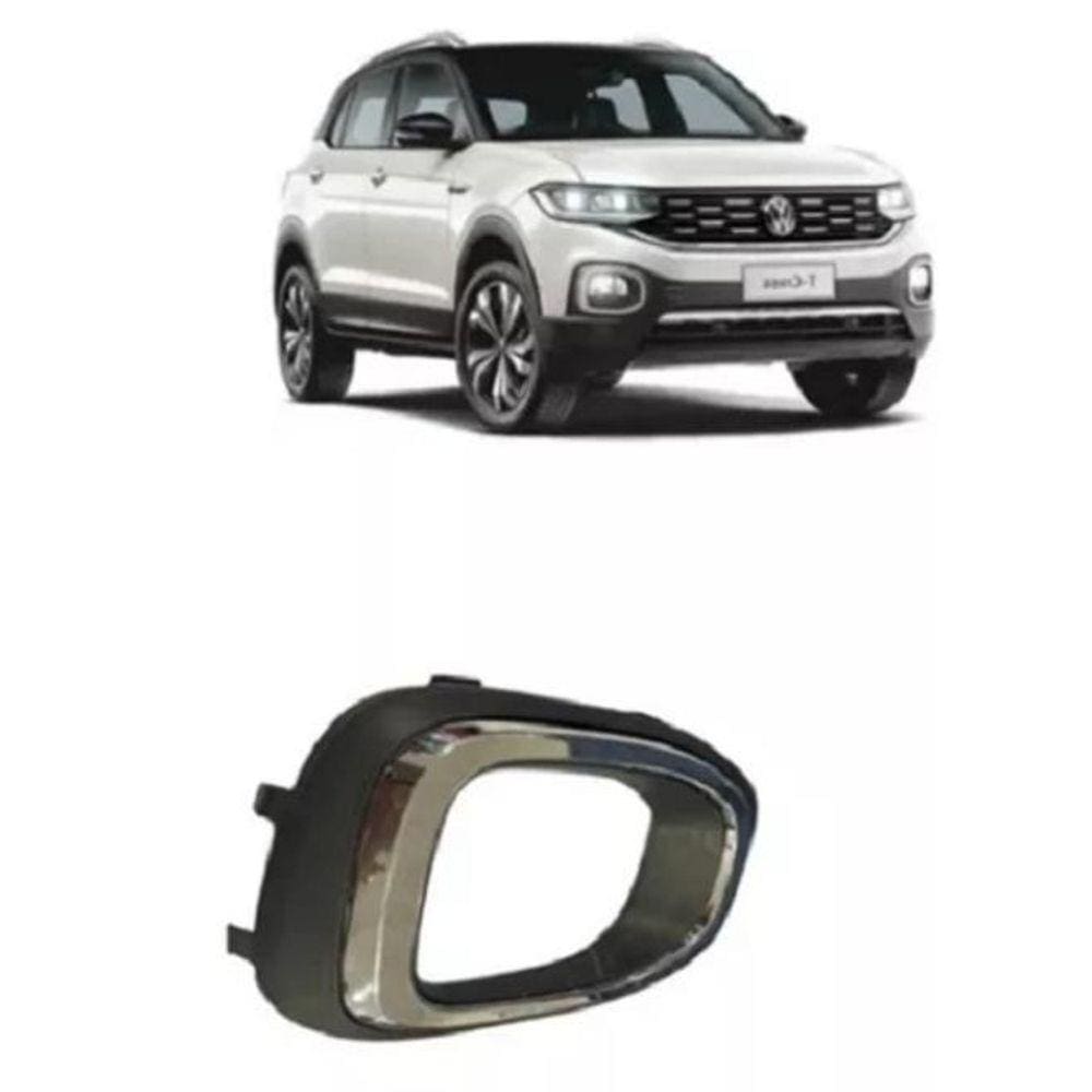 Par Moldura Grade Milha Cinza Aro Cromado T-Cross 2019 20 21