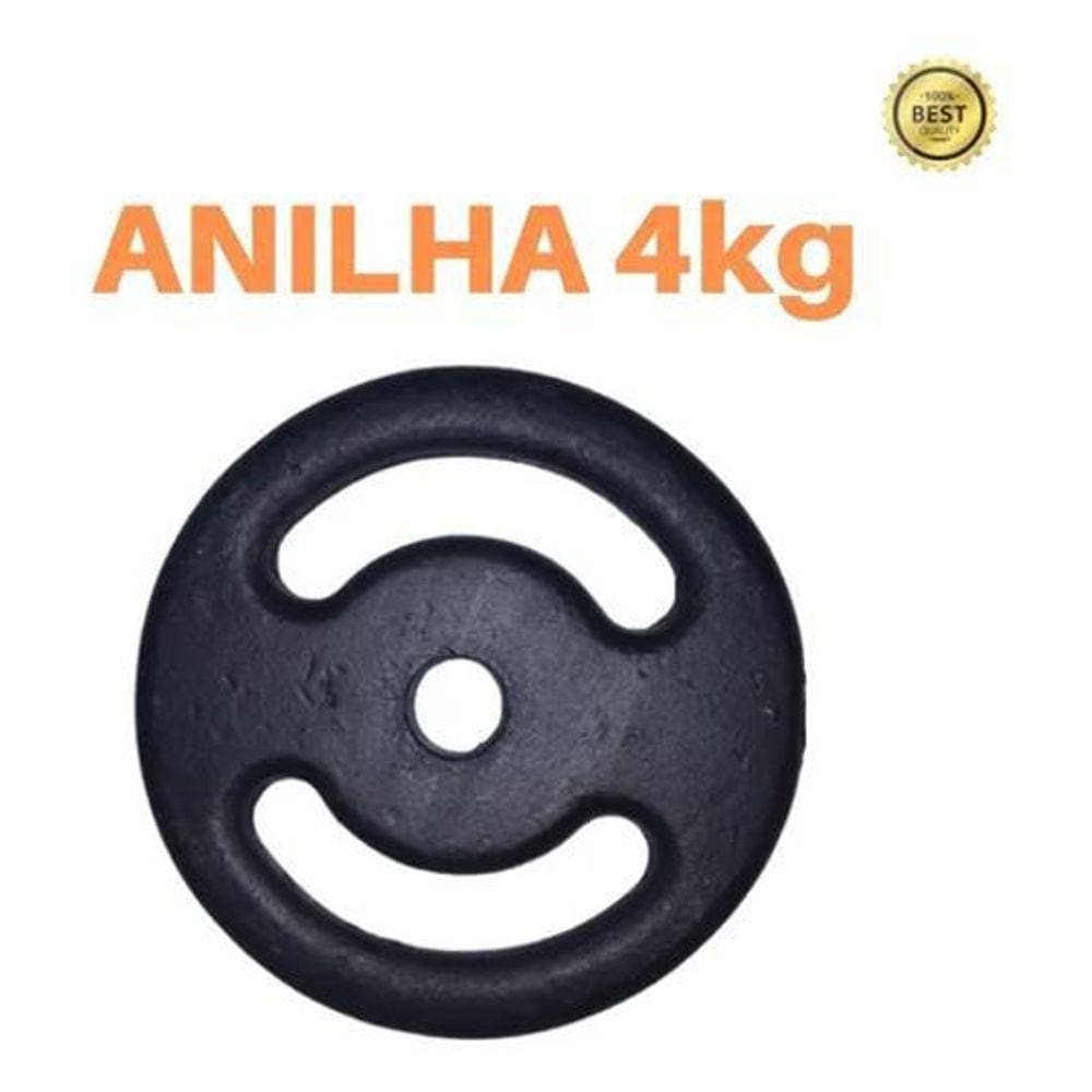 Anilha 4Kg Super Premium Ferro Fundido Pintada Academia/Casa