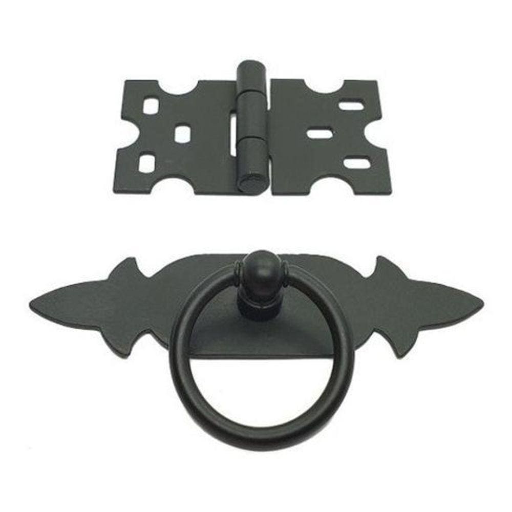 Kit 5 Puxadores Chapa Rústica + 9 Dobradiças Mexicana Preto