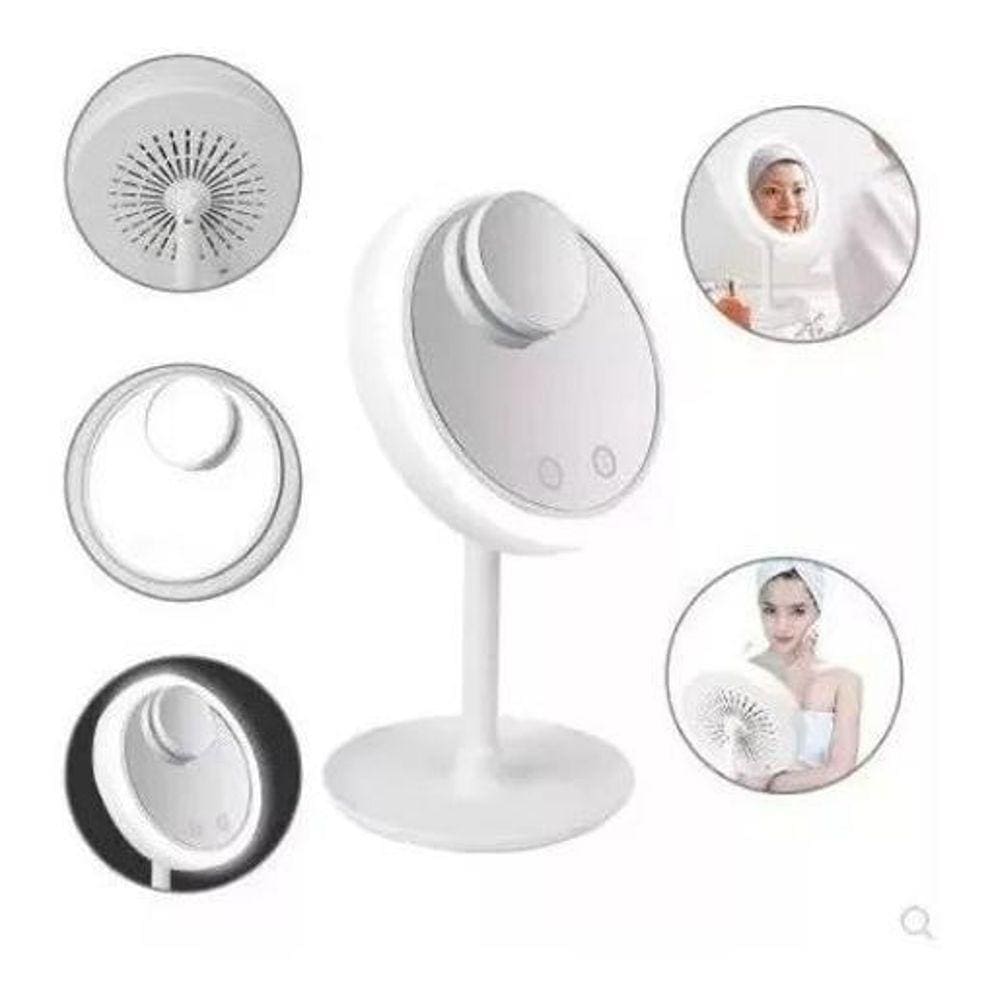 Espelho De Led Com Ventilador Mini Espelho Aumento Usb Pilha