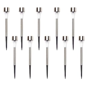 Kit 10 Luminárias Luz Solar Inox Led Poste Iluminação Jardim