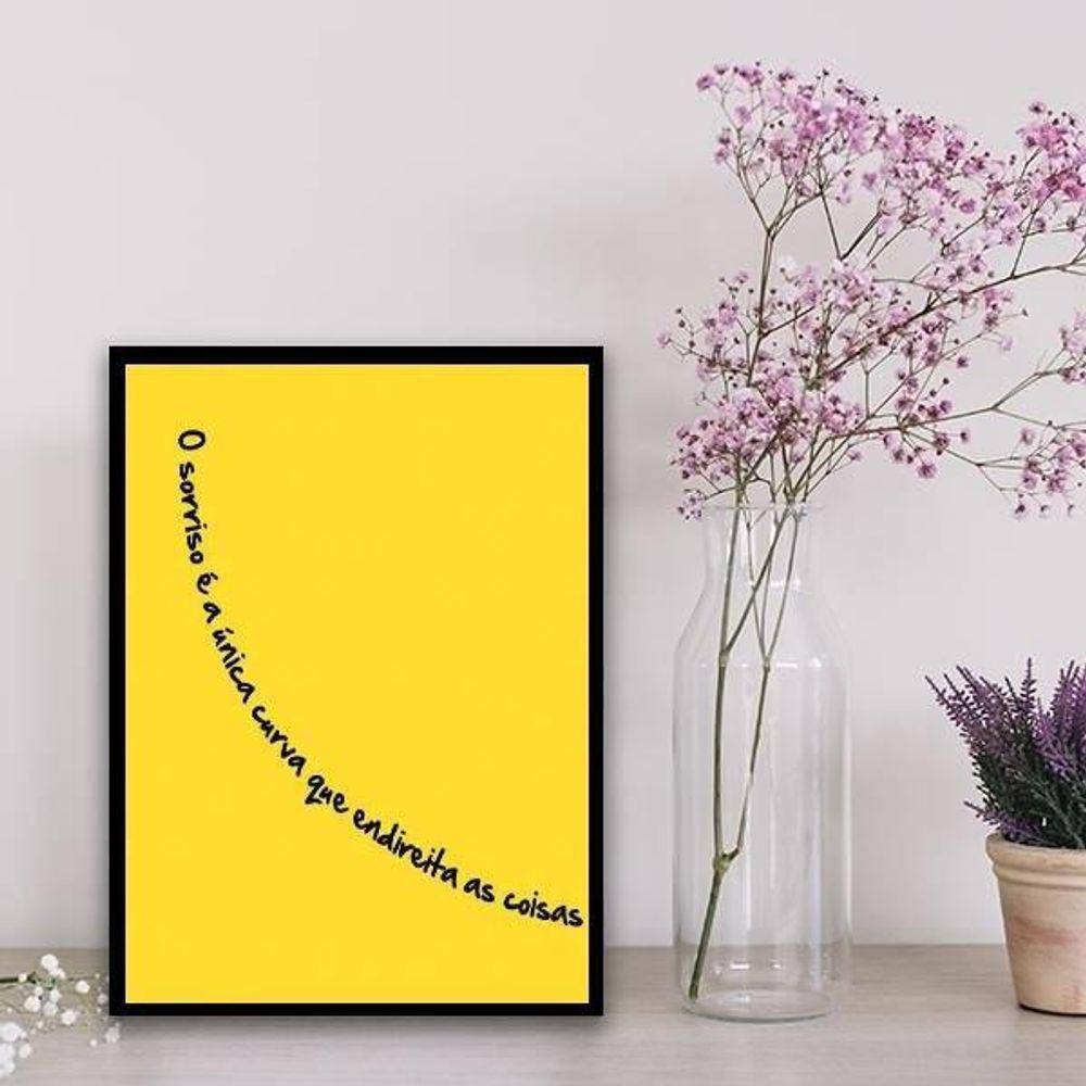 Quadro Sorriso Curva Que Endireita As 33X24Cm Vidro Preta