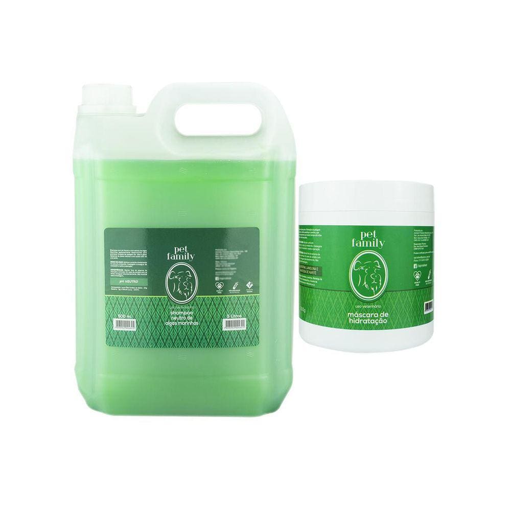 Kit Banho Pra Cães E Gatos Shampoo 5L + Máscara Algas 500G