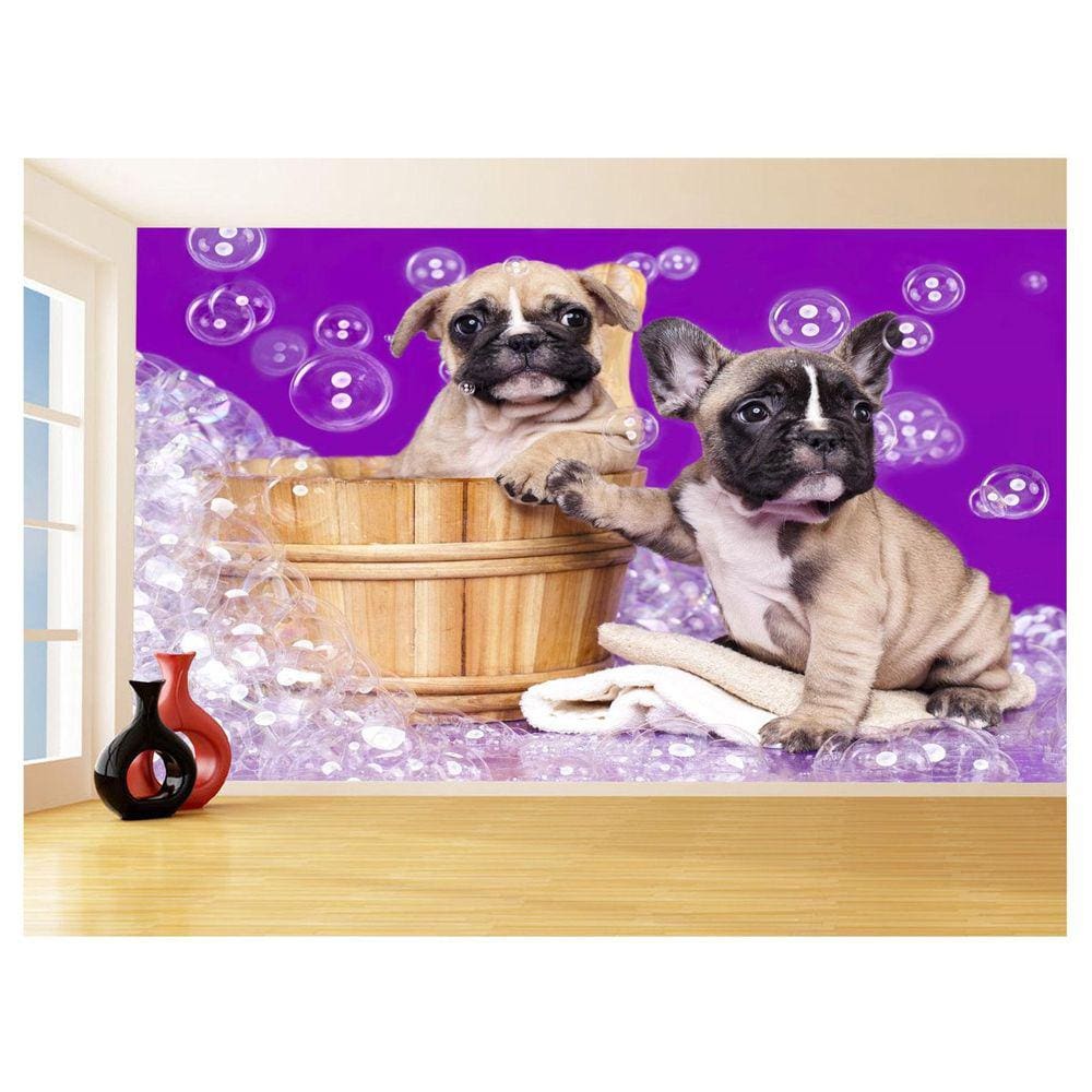 Papel De Parede Animal Cão Petshop Banho Tosa 3,5M Anm385