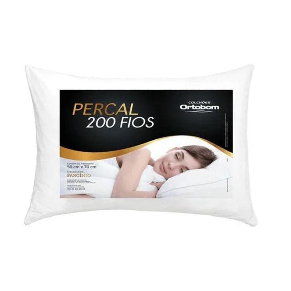 Kit 4 Travesseiros Ortobom 200 Fios Algodão Macio Percal