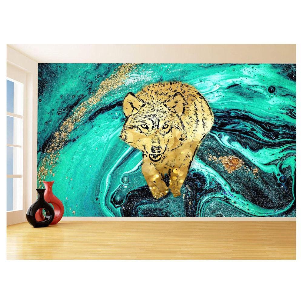 Papel De Parede Animais Pop Art Lobo Colorido 3,5M Pxa585