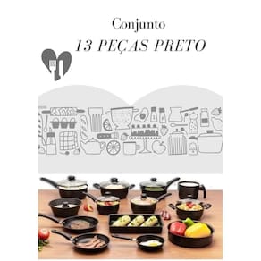 Kit 13 Panelas Preto Moderno Sofisticado Antiaderente
