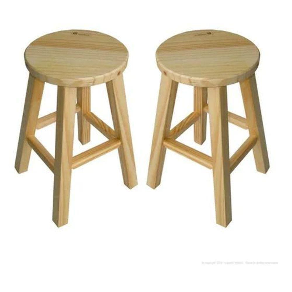 Kit 2 Banquetas Média Hardman Madeira Natural Assento