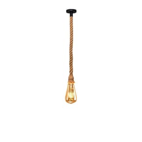 Kit Pendente Lustre Luminária Vintage Corda Sisal Retro 1M