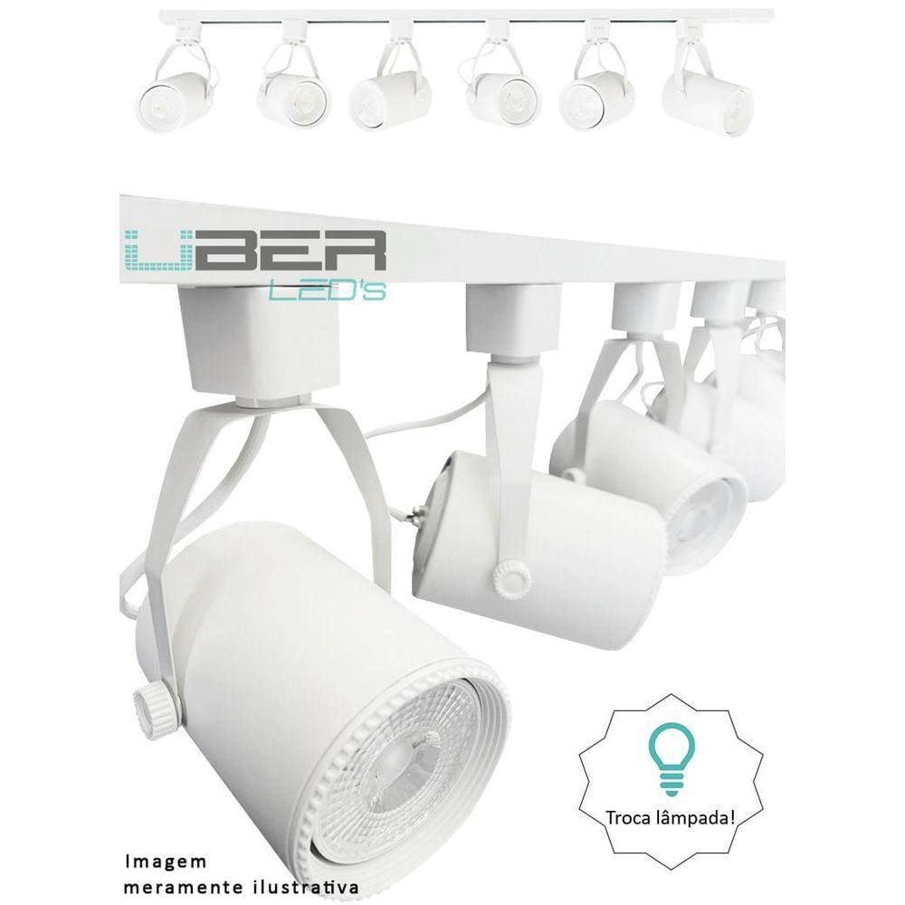 Kit Trilho Eletrificado 1M Branco 4 Spot E27 Par20 Led 2700K