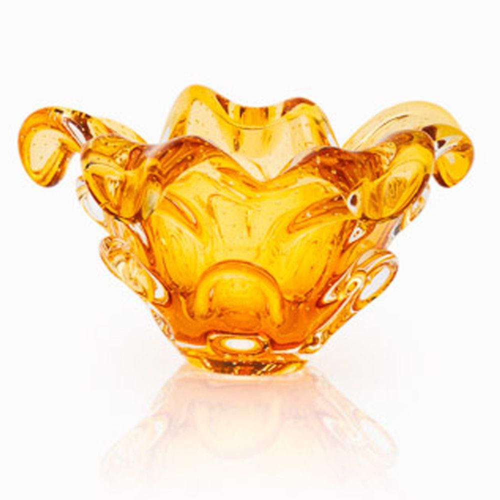Centro De Mesa Em Cristal Murano Âmbar São Marcos