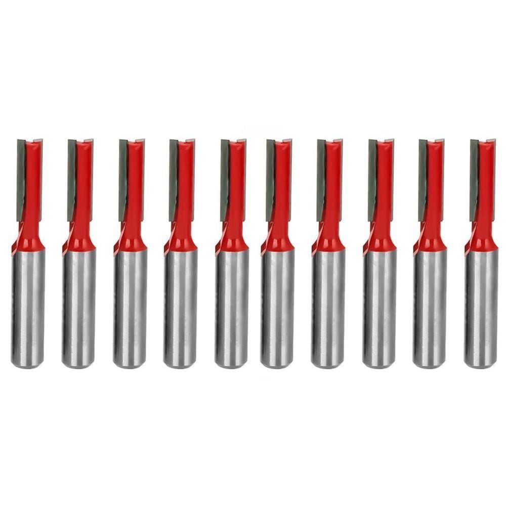 Kit 10 Fresas Retas 6Mm Haste 6Mm Corte Duplo Madeira Tupia