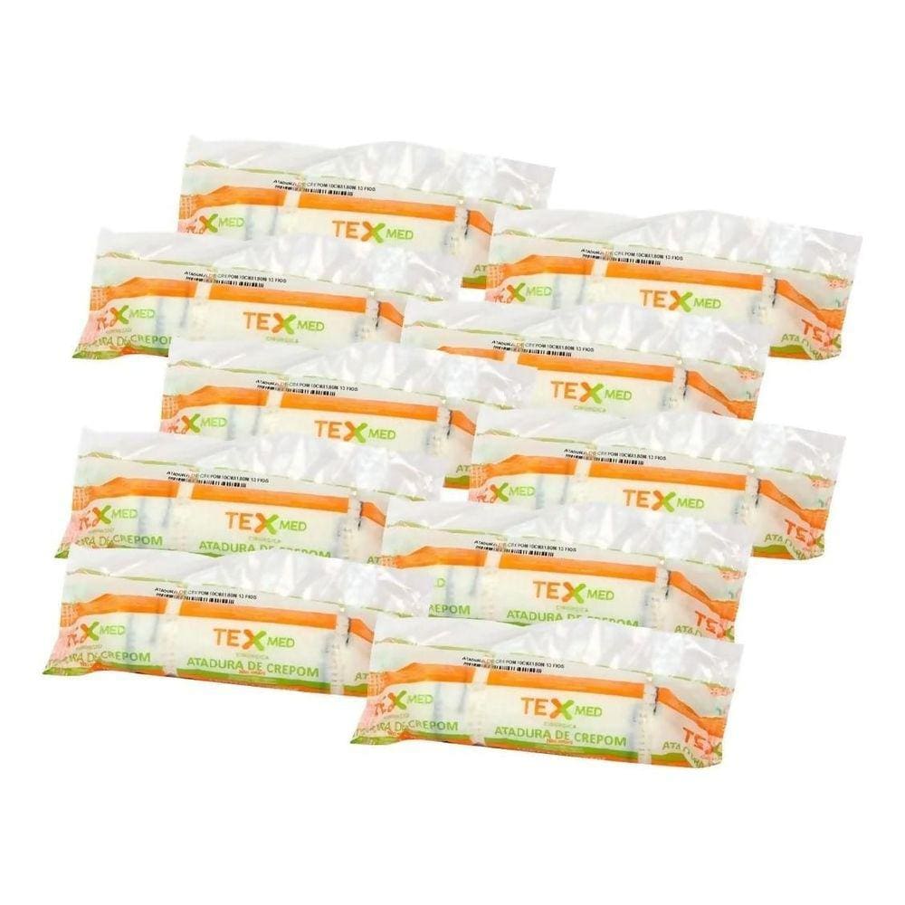 Kit 10 Rolos Atadura Crepom Não Estéril 12Cmx1,80M Texmed