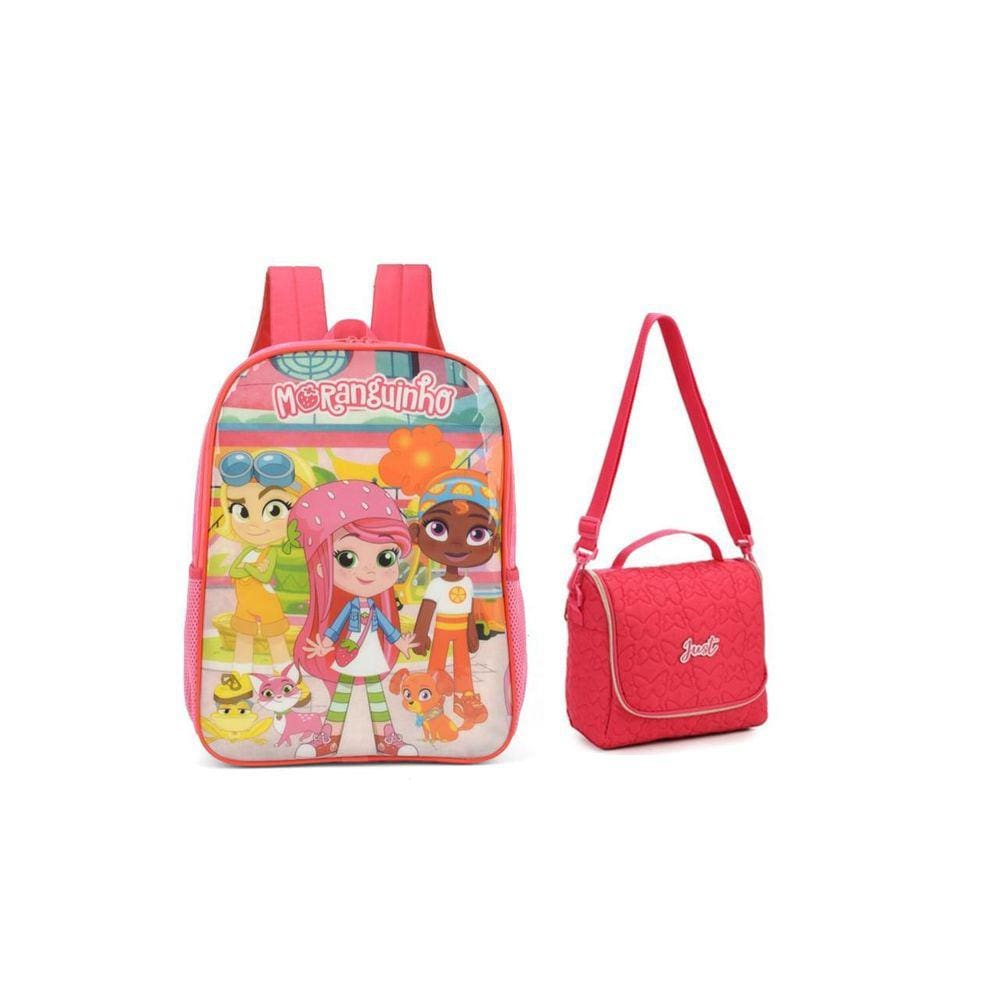 Kit Escolar Moranguinho Mochila Costas + Lancheira Térmica