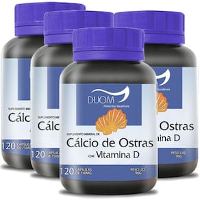 Kit 4 Und Cálcio De Ostras Com Vit D 120Cps 750Mg Duom