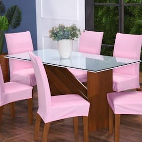 Kit 8 Capas P Cadeira De Jantar Elástica Malha Gel - Rosa