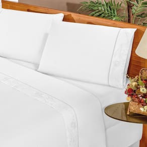 Jogo De Cama Queen Size Bordado 4 Peças Imperial Branco