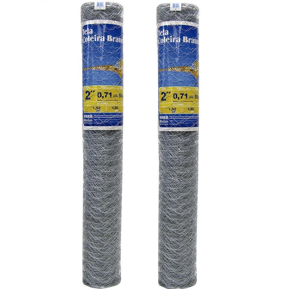Tela Galvanizada Galinheiro 1,8m x 50m kit 2 Telas