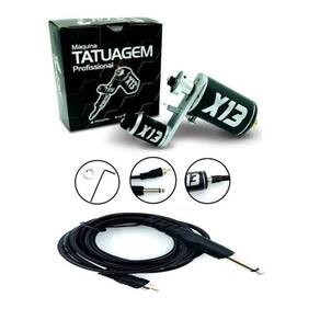 Maquina De Tatuagem Tattoo X13 Silver Rotativa + Cabo Rca