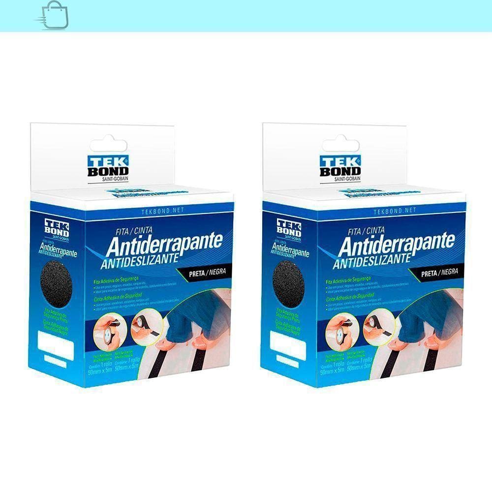 2 Fitas Antiderrapante Lixa Autoadesiva Preta 50X5M Piso