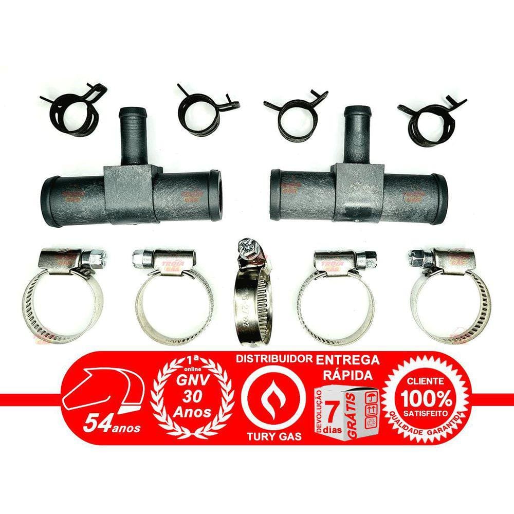 Kit 2 T Redução Mangueira De Água E 9 Abraçadeiras Para Gnv