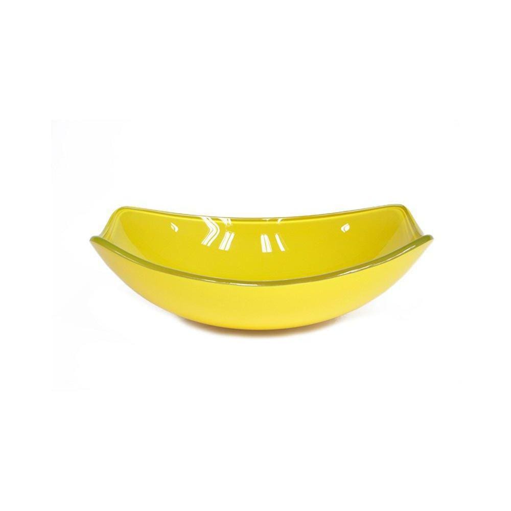 Cuba De Vidro Oval Chanfrada 46Cm Amarela