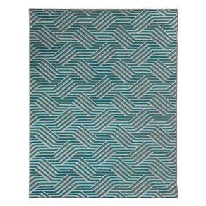 Tapete Sala Moderno Geometrico Azulejo 100X150 Cm Azul Claro