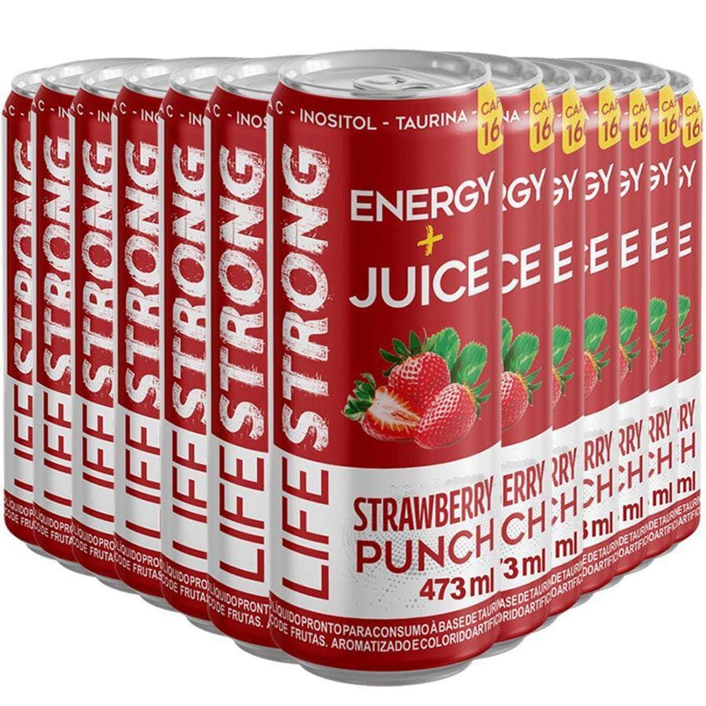 Energético Life Strong Energy Drink 12 Unidades Strawberry