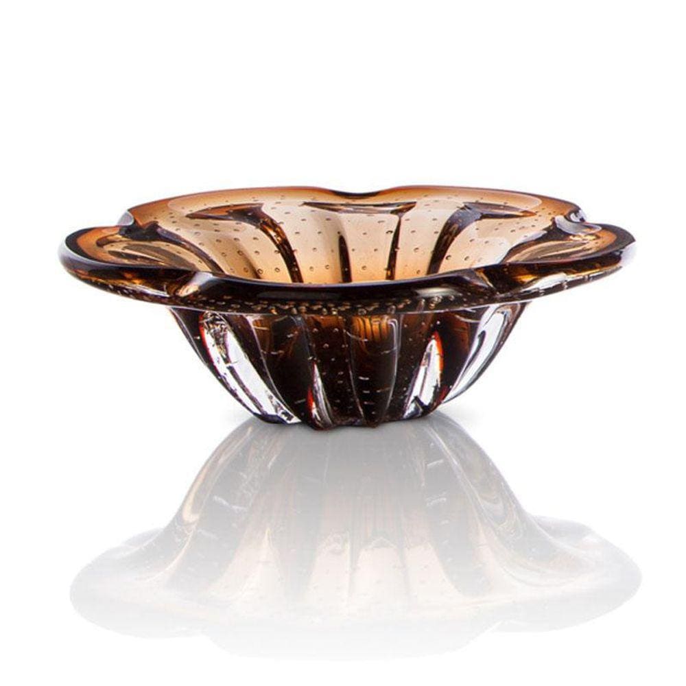 Centro De Mesa Em Cristal Murano Marrom - São Marcos 24Cm