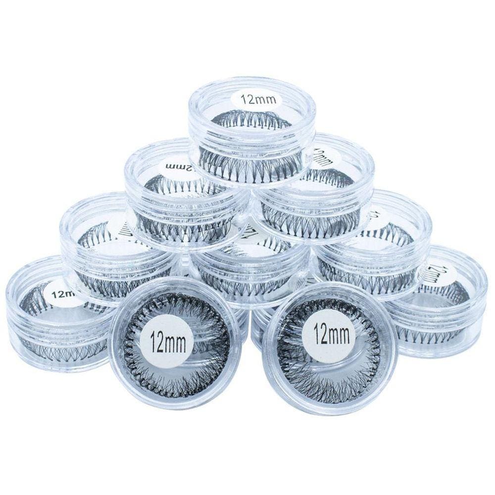 Kit 12 Cílios Tufo No Pote Alongamento Extensão Tufinho 12Mm