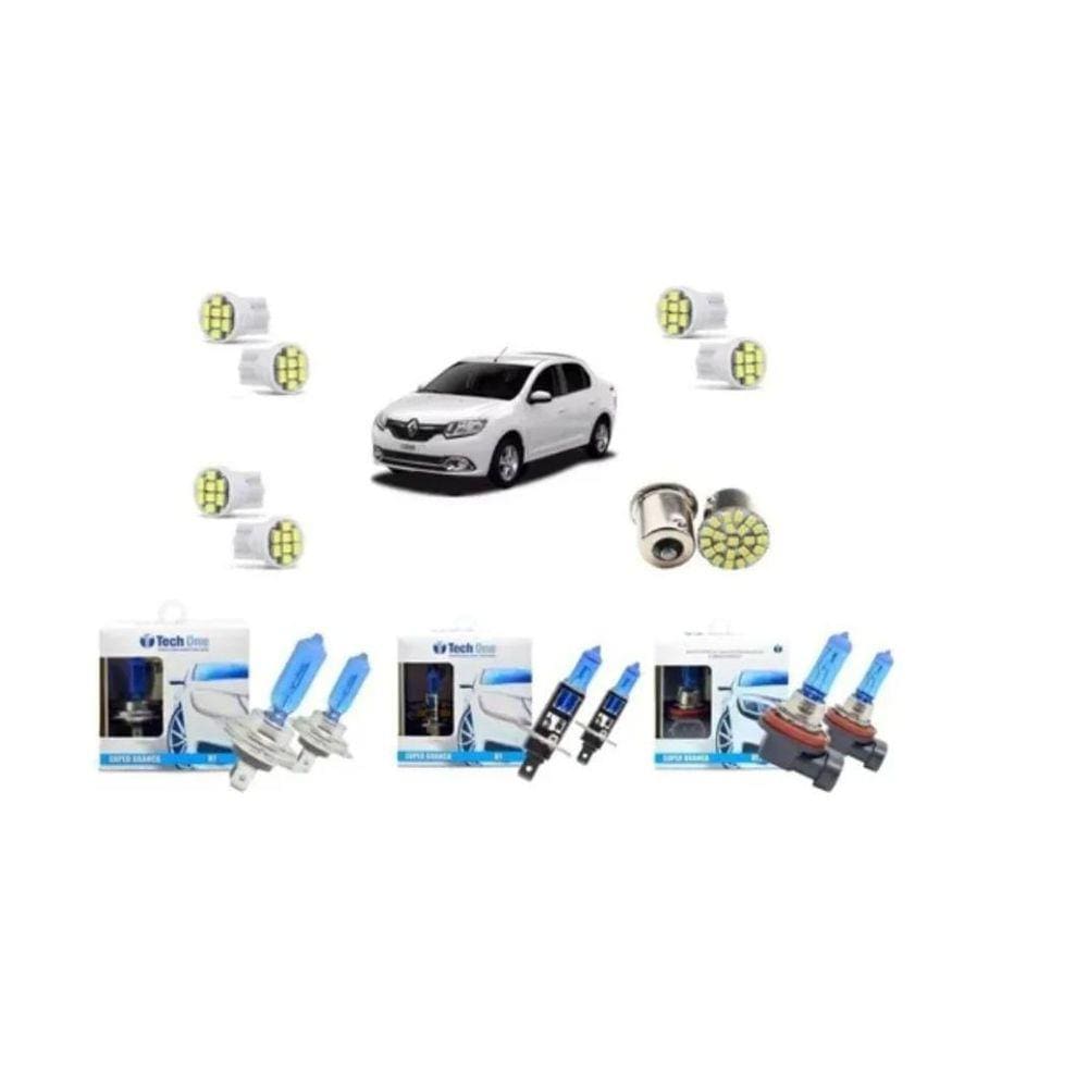 Kit Lâmpada Super Branca Renalt Logan + Led 2012 A 2016