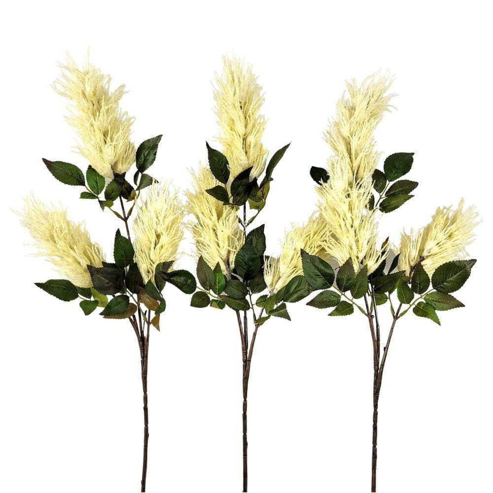 Flor Artificial Astilbe Creme 87X10Cm Planta Artificial 3Pc