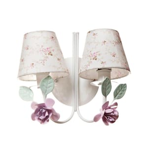 Arandela 2 Lâmpadas Flores Grandes Rosa Quarto Bebê Infantil