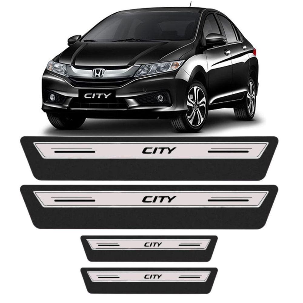 Kit Soleira Resinada Proteção Porta Honda City - Prata