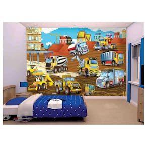 Papel De Parede Infantil Trator Caminhão Kids  Azs154
