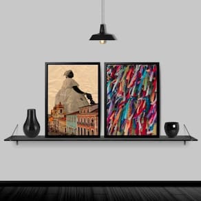 Kit 2 Quadros Salvador Bahia 33X24Cm Moldura Preta