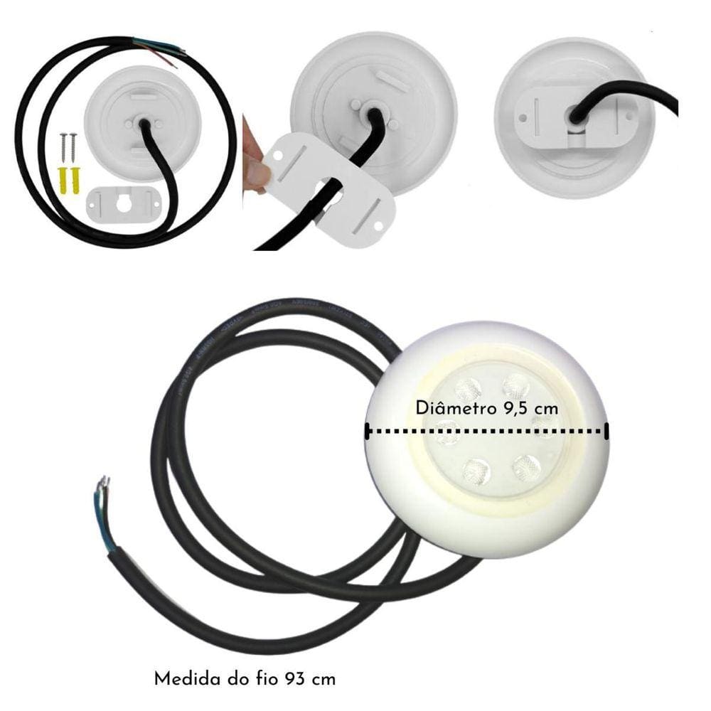 Kit 3 Luminárias Led 12V Piscina Rgb 9W Controladora Módulo